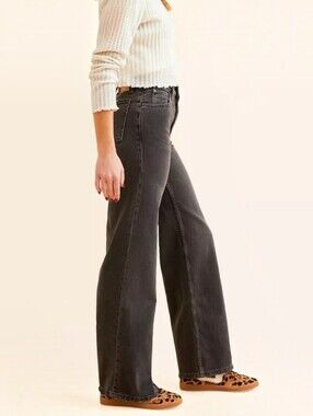 Free People We The Free Tinsley Black Baggy High-Rise Wide Leg Jeans Womens 28